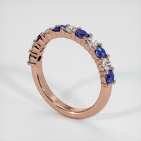 14K Rose Gold Blue Sapphire and Diamond Prong Wedding Band Image