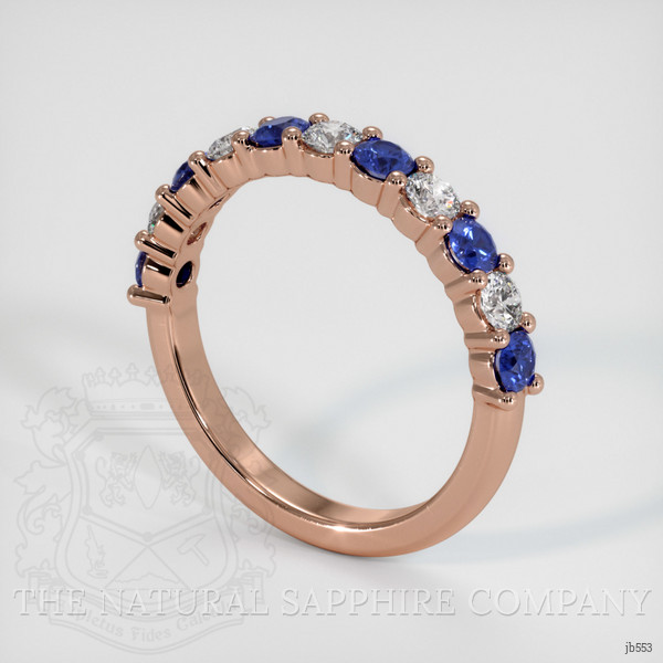 14K Rose Gold Blue Sapphire and Diamond Prong Wedding Band