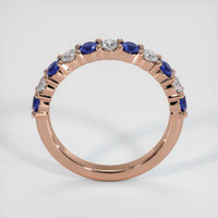 14K Rose Gold Blue Sapphire and Diamond Prong Wedding Band Image