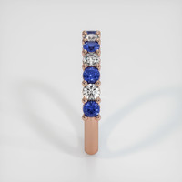 14K Rose Gold Blue Sapphire and Diamond Prong Wedding Band Image