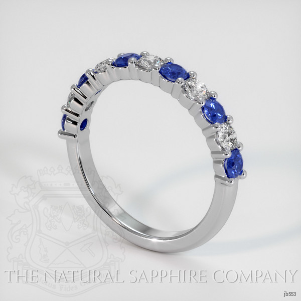 14K White Gold Blue Sapphire and Diamond Prong Wedding Band