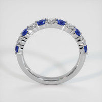 14K White Gold Blue Sapphire and Diamond Prong Wedding Band Image