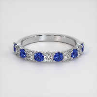 18K White Gold Blue Sapphire and Diamond Prong Wedding Band Video