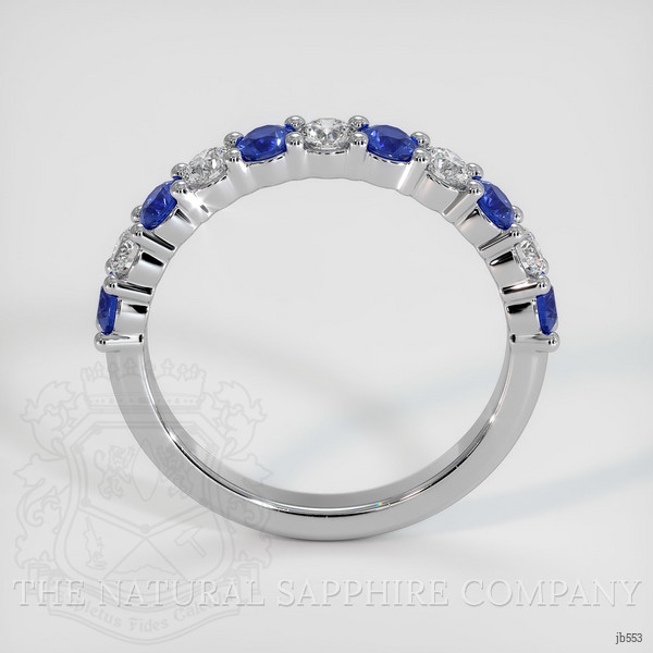 18K White Gold Blue Sapphire and Diamond Prong Wedding Band