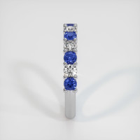 18K White Gold Blue Sapphire and Diamond Prong Wedding Band Image