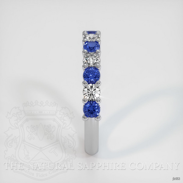 18K White Gold Blue Sapphire and Diamond Prong Wedding Band