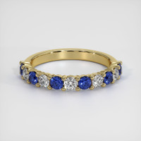 14K Yellow Gold Blue Sapphire and Diamond Prong Wedding Band Video