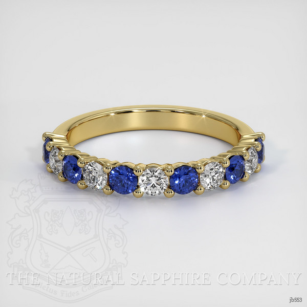 18K Yellow Gold Blue Sapphire and Diamond Prong Wedding Band