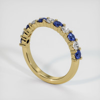 18K Yellow Gold Blue Sapphire and Diamond Prong Wedding Band Image