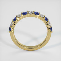 18K Yellow Gold Blue Sapphire and Diamond Prong Wedding Band Image
