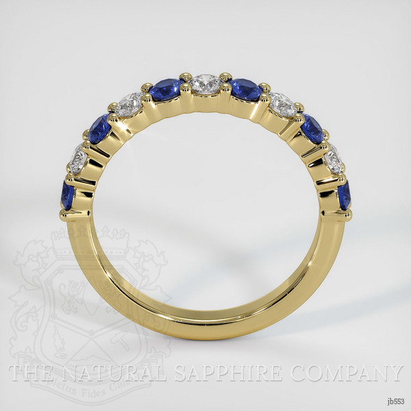 18K Yellow Gold Blue Sapphire and Diamond Prong Wedding Band