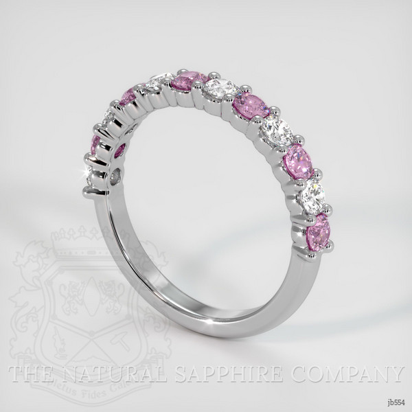 Platinum 950 Pink Sapphire and Diamond Prong Wedding Band