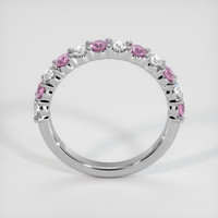 Platinum 950 Pink Sapphire and Diamond Prong Wedding Band Image