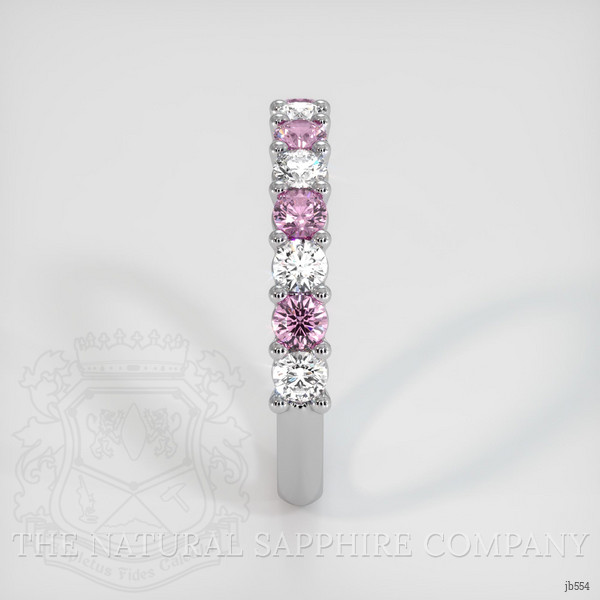 Platinum 950 Pink Sapphire and Diamond Prong Wedding Band