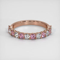 14K Rose Gold Pink Sapphire and Diamond Prong Wedding Band Video