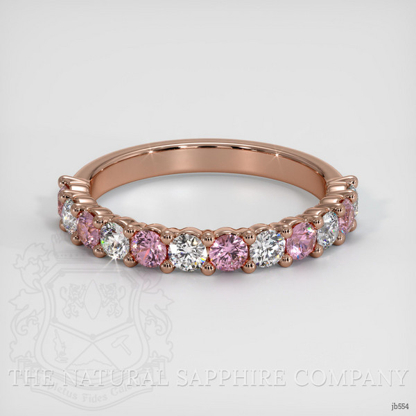 14K Rose Gold Pink Sapphire and Diamond Prong Wedding Band
