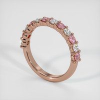 14K Rose Gold Pink Sapphire and Diamond Prong Wedding Band Image
