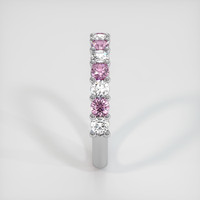 14K White Gold Pink Sapphire and Diamond Prong Wedding Band Image