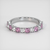 18K White Gold Pink Sapphire and Diamond Prong Wedding Band Video