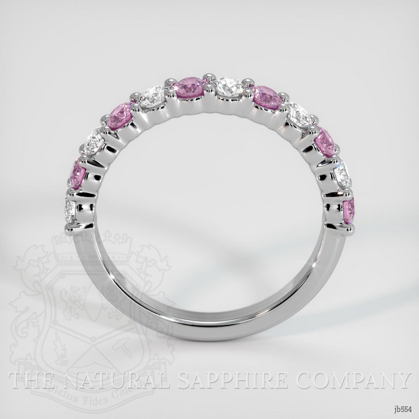 18K White Gold Pink Sapphire and Diamond Prong Wedding Band