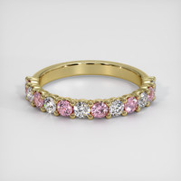 14K Yellow Gold Pink Sapphire and Diamond Prong Wedding Band Video