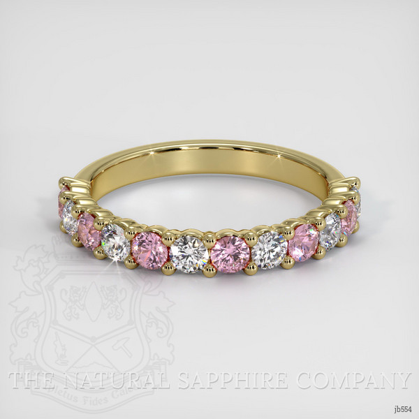 14K Yellow Gold Pink Sapphire and Diamond Prong Wedding Band