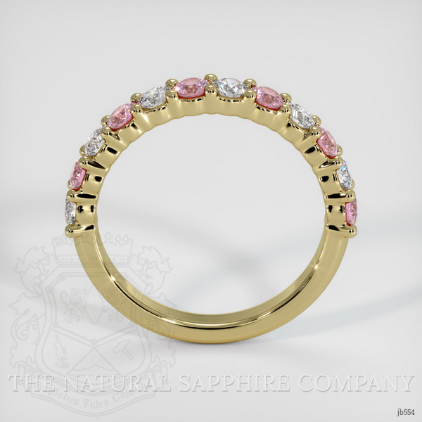 14K Yellow Gold Pink Sapphire and Diamond Prong Wedding Band