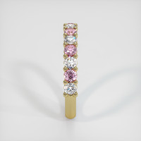 14K Yellow Gold Pink Sapphire and Diamond Prong Wedding Band Image