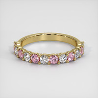 18K Yellow Gold Pink Sapphire and Diamond Prong Wedding Band Video