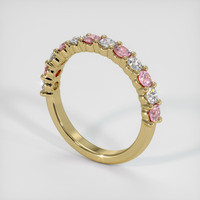 18K Yellow Gold Pink Sapphire and Diamond Prong Wedding Band Image