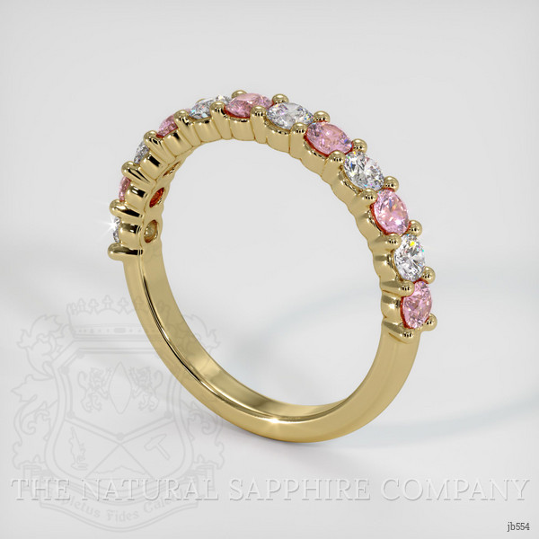 18K Yellow Gold Pink Sapphire and Diamond Prong Wedding Band