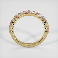 18K Yellow Gold Pink Sapphire and Diamond Prong Wedding Band Image