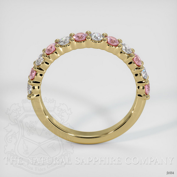 18K Yellow Gold Pink Sapphire and Diamond Prong Wedding Band