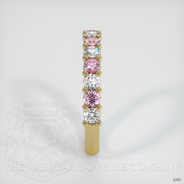 18K Yellow Gold Pink Sapphire and Diamond Prong Wedding Band