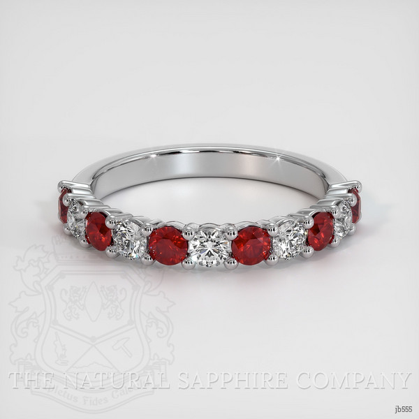 Platinum 950 Ruby and Diamond Prong Wedding Band
