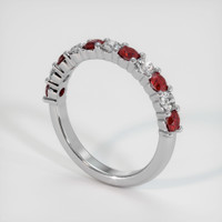 14K White Gold Ruby and Diamond Prong Wedding Band Image