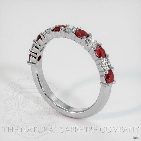 14K White Gold Ruby and Diamond Prong Wedding Band