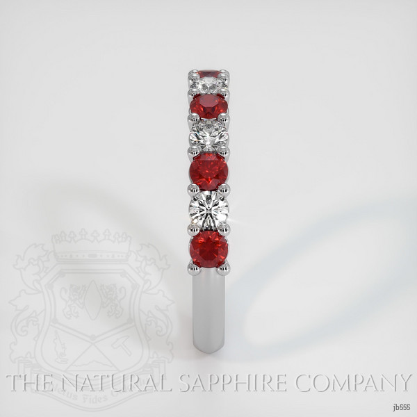 14K White Gold Ruby and Diamond Prong Wedding Band