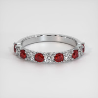 18K White Gold Ruby and Diamond Prong Wedding Band Video