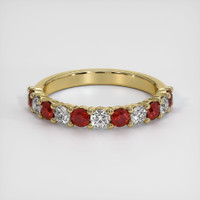 14K Yellow Gold Ruby and Diamond Prong Wedding Band Video