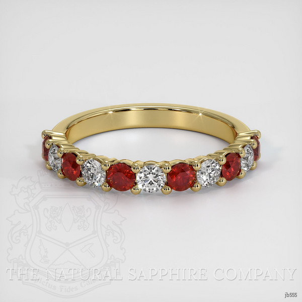 14K Yellow Gold Ruby and Diamond Prong Wedding Band
