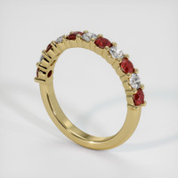14K Yellow Gold Ruby and Diamond Prong Wedding Band Image
