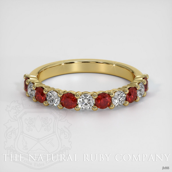 18K Yellow Gold Ruby and Diamond Prong Wedding Band