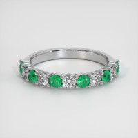 18K White Gold Emerald and Diamond Prong Wedding Band Video