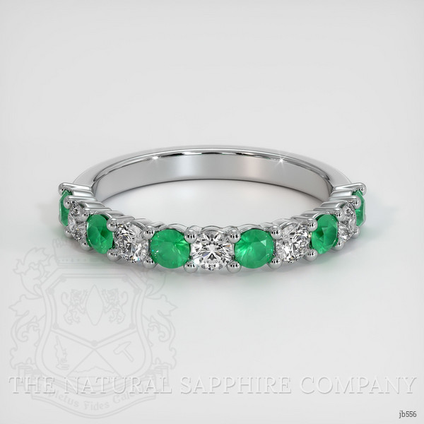 18K White Gold Emerald and Diamond Prong Wedding Band