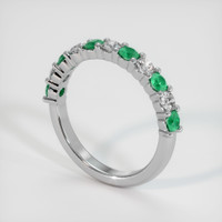 18K White Gold Emerald and Diamond Prong Wedding Band Image