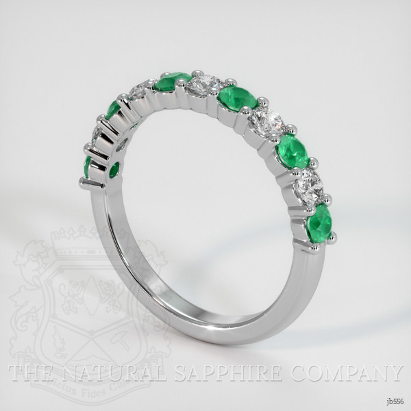 18K White Gold Emerald and Diamond Prong Wedding Band
