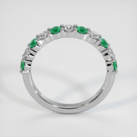18K White Gold Emerald and Diamond Prong Wedding Band Image