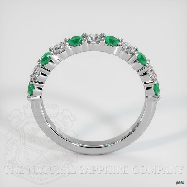 18K White Gold Emerald and Diamond Prong Wedding Band