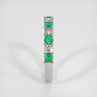 18K White Gold Emerald and Diamond Prong Wedding Band Image